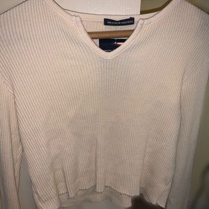 Brandy Melville cropped cream knitted sweater